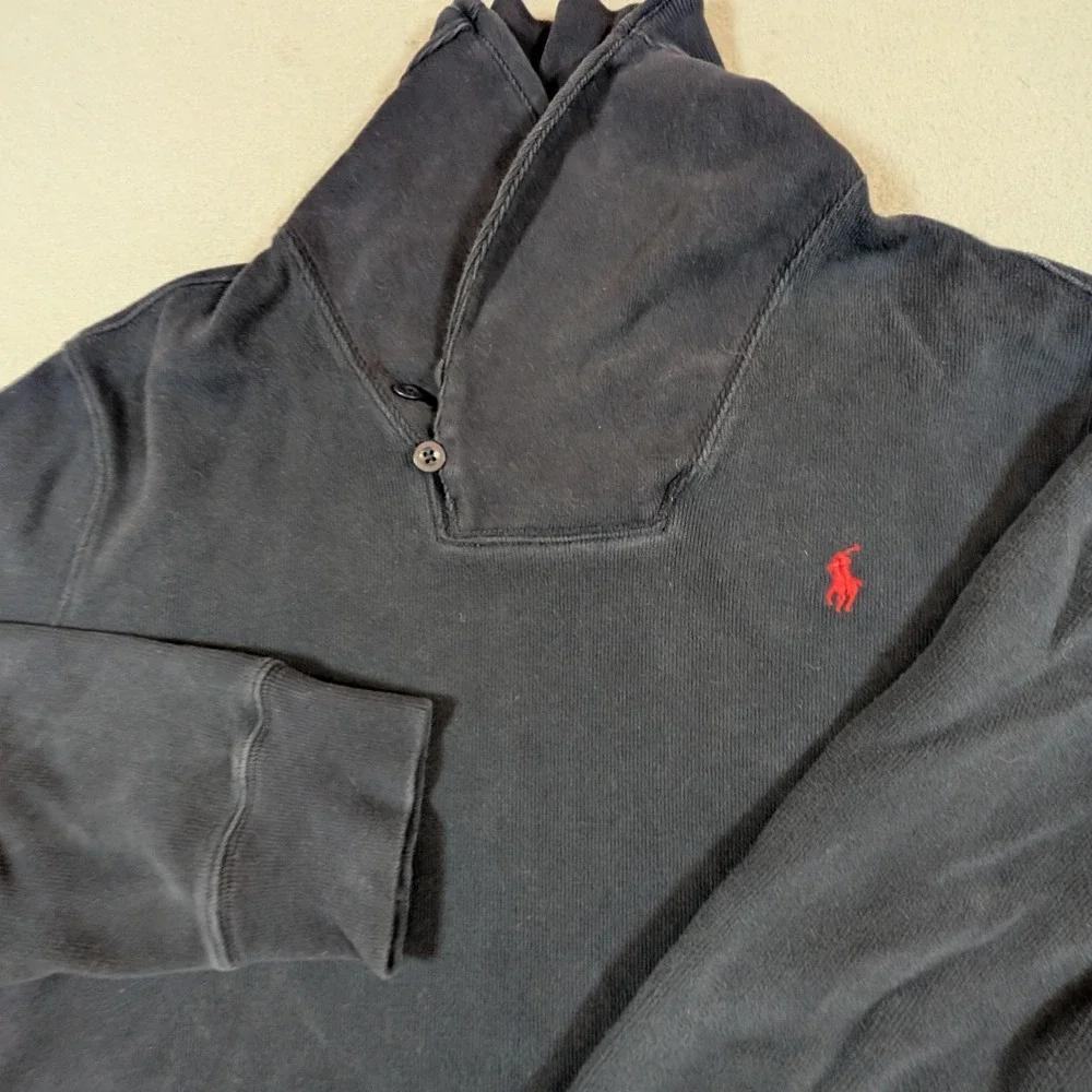 Polo Ralph Lauren Shawl Collar Sweatshirt Mens Large Navy Blue Cotton‎ Pullover